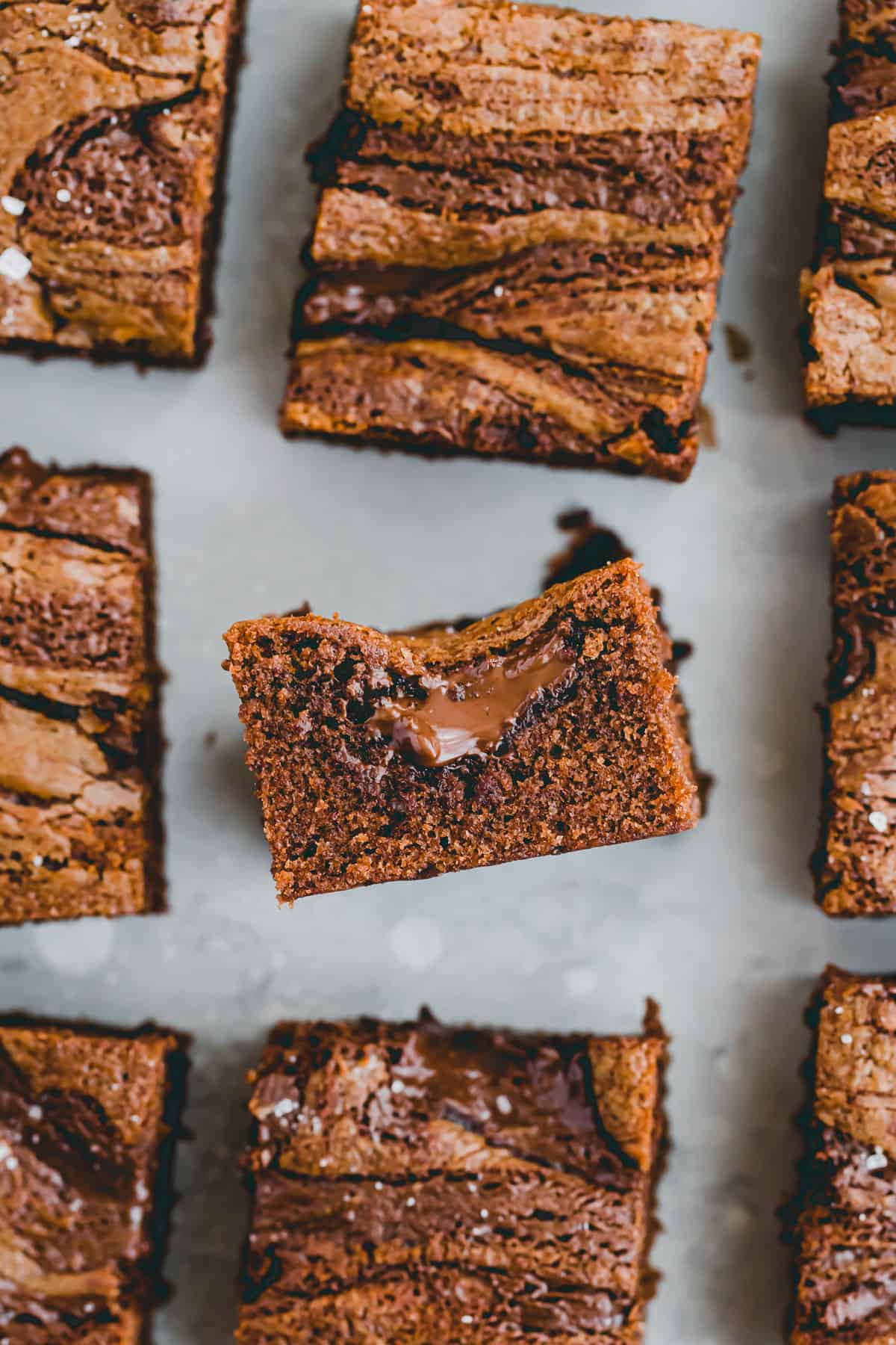 nutella brownies with a liquid nutella core