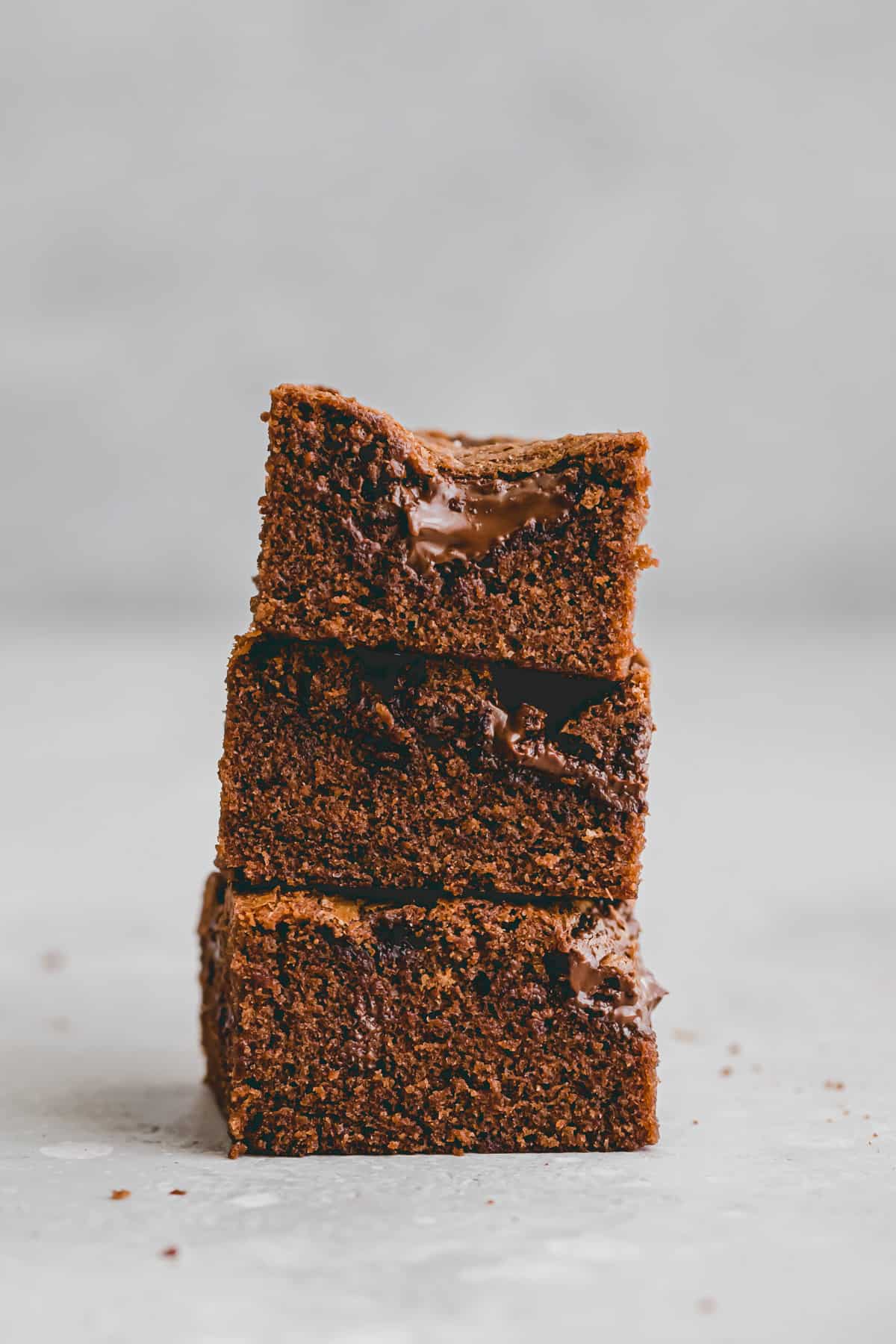 sliced and stacked nutella brownies