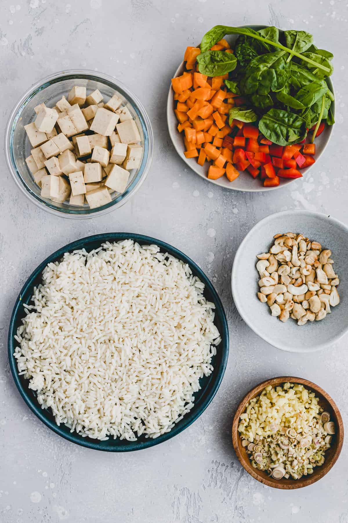 ingredients for tofu fried rice