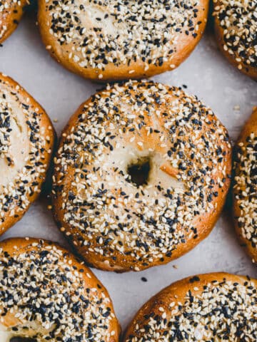 homemade bagels with bagel everything seasoning
