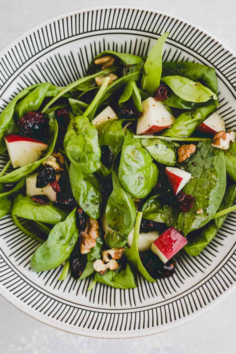 Spinach Apple Salad with Cranberry & Walnut