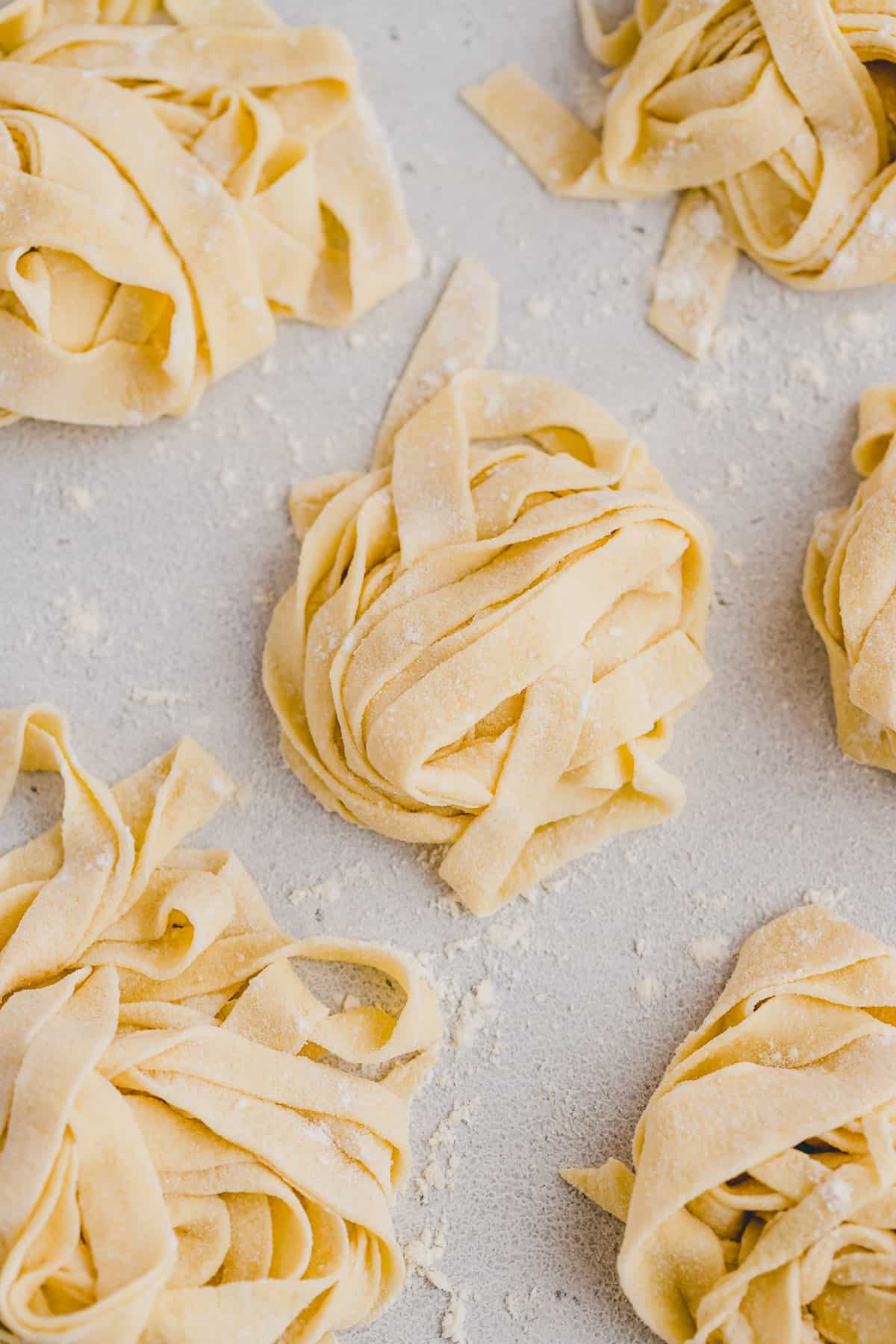 homemade noodles dusted with flour