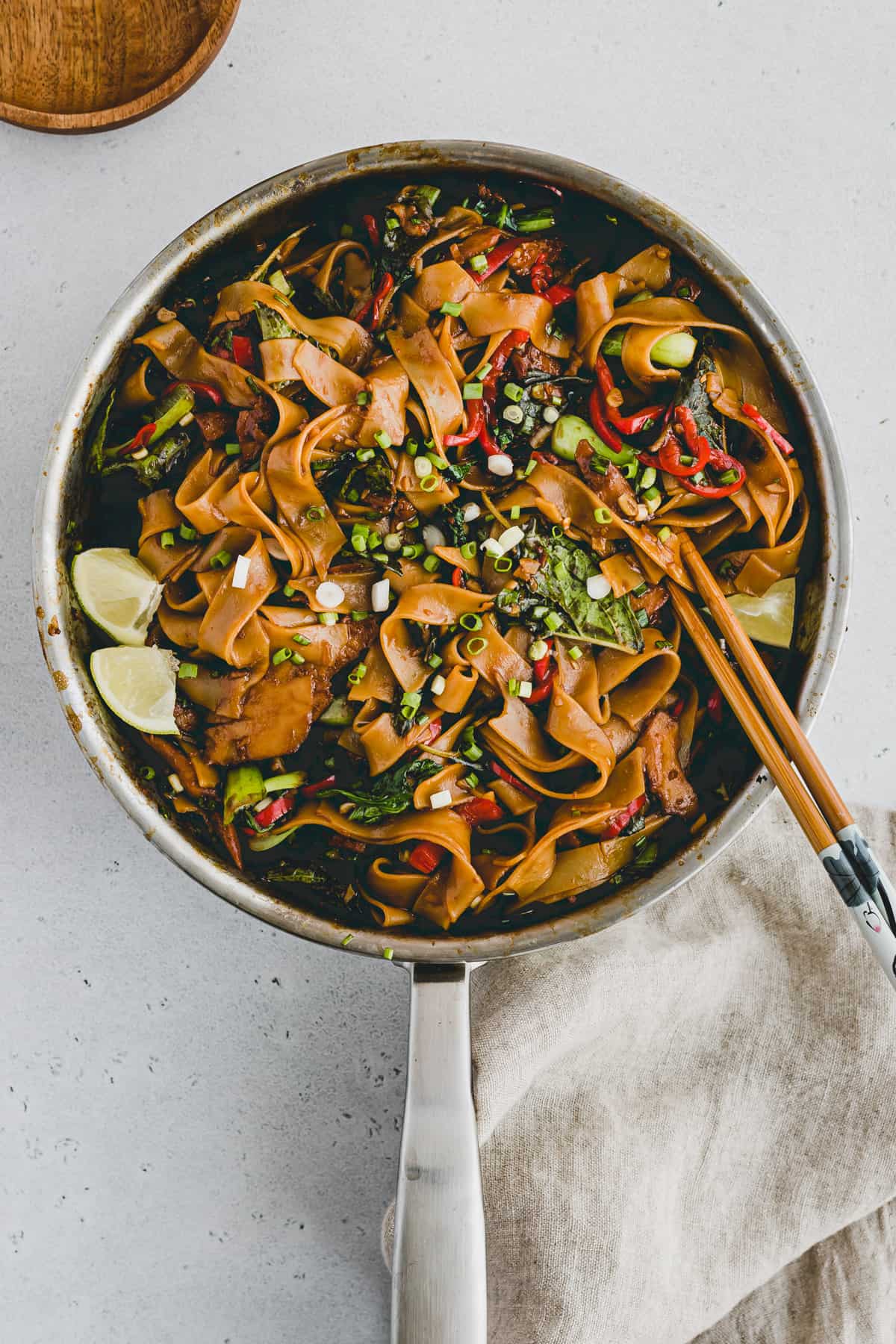 pad kee mao in a skillet