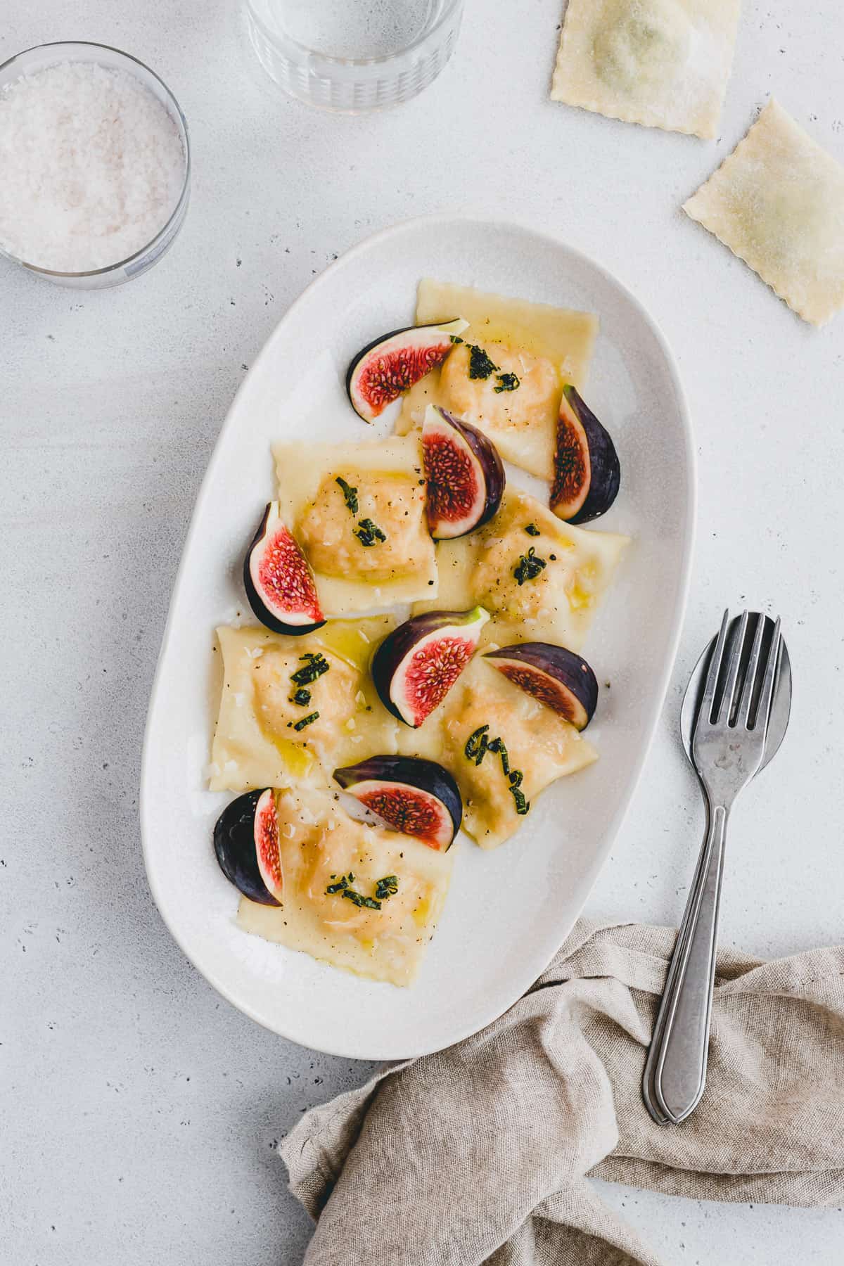 roasted butternut squash ravioli served with figs