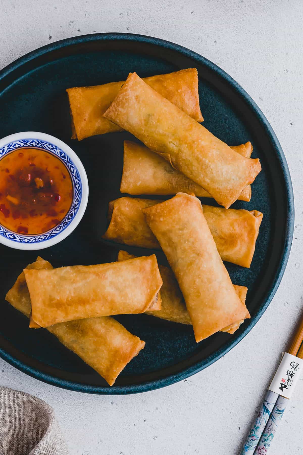 vegetable spring rolls served with sweet chili sauce