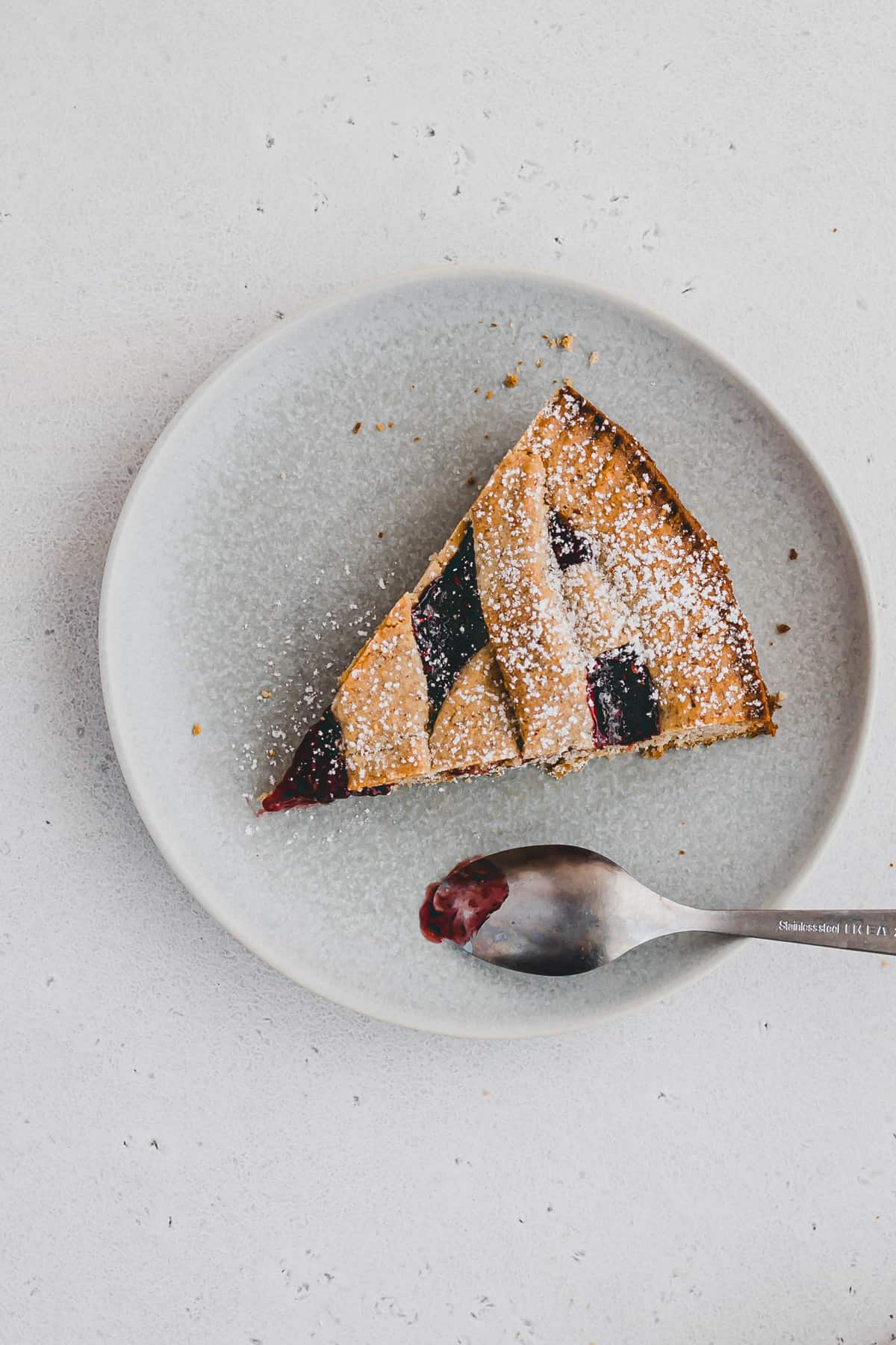 slice or linzer torte on a plate