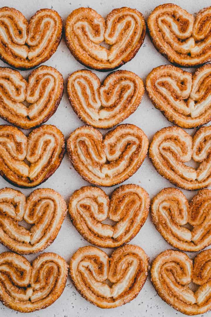 puff pastry palmiers with cinnamon sugar filling