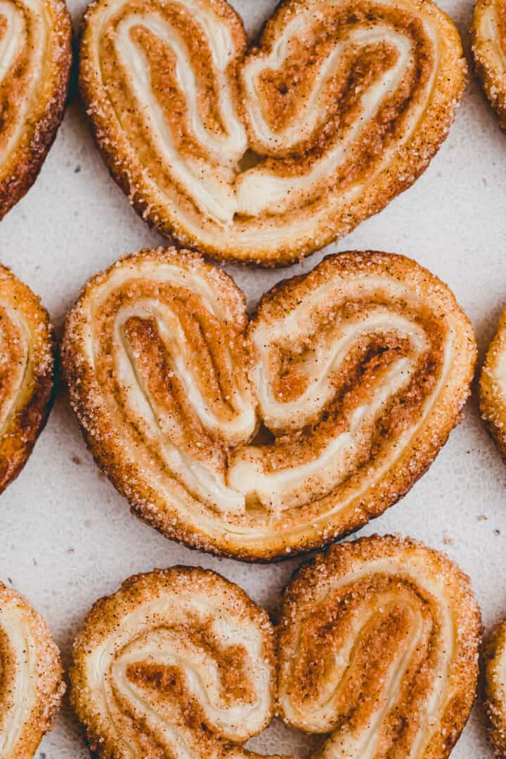 french palmier cookies with cinnamon sugar filling