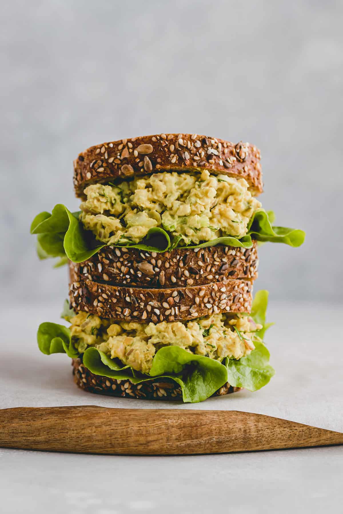 vegan egg salad sandwich with chickpeas