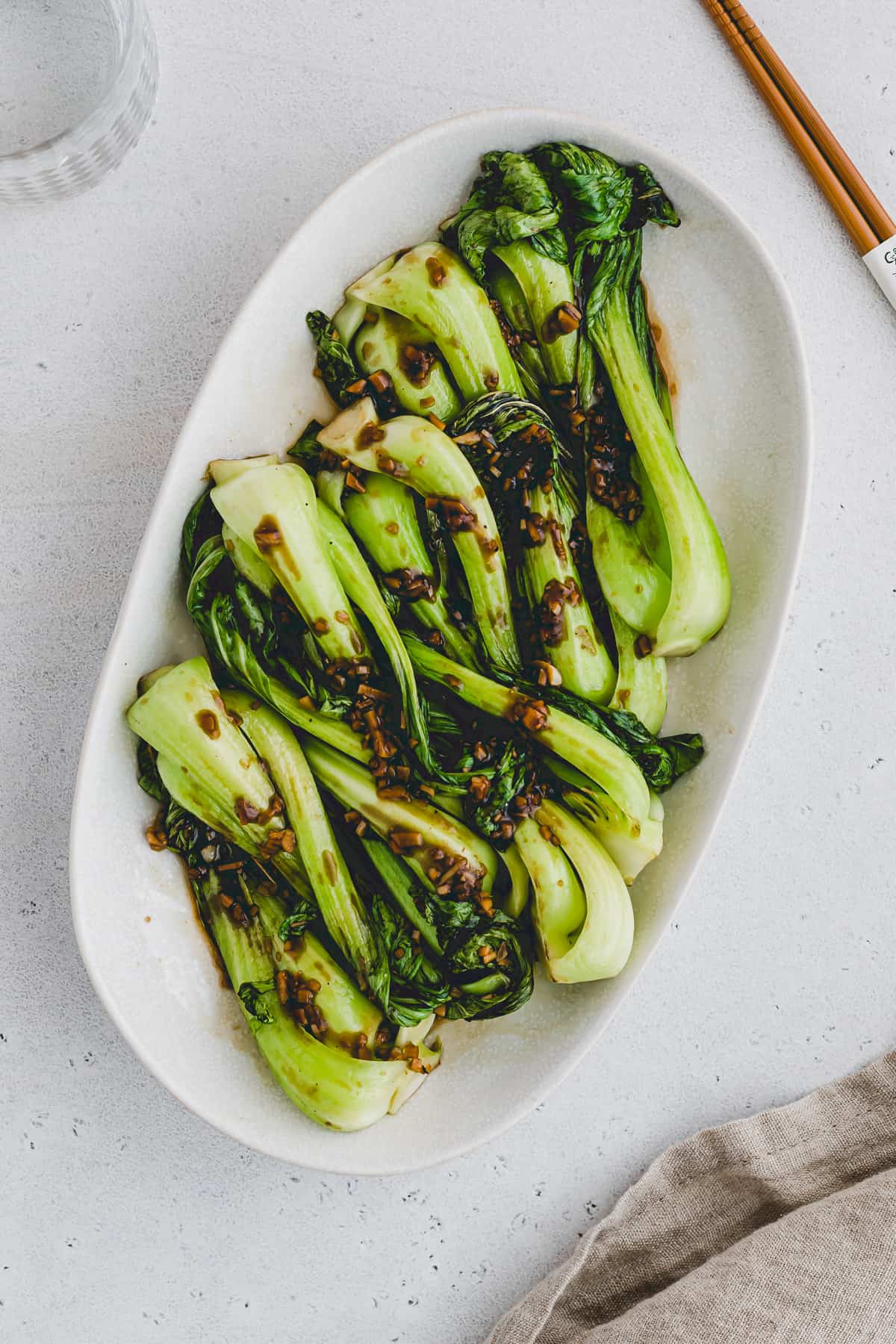 garlic bok choy on a plate