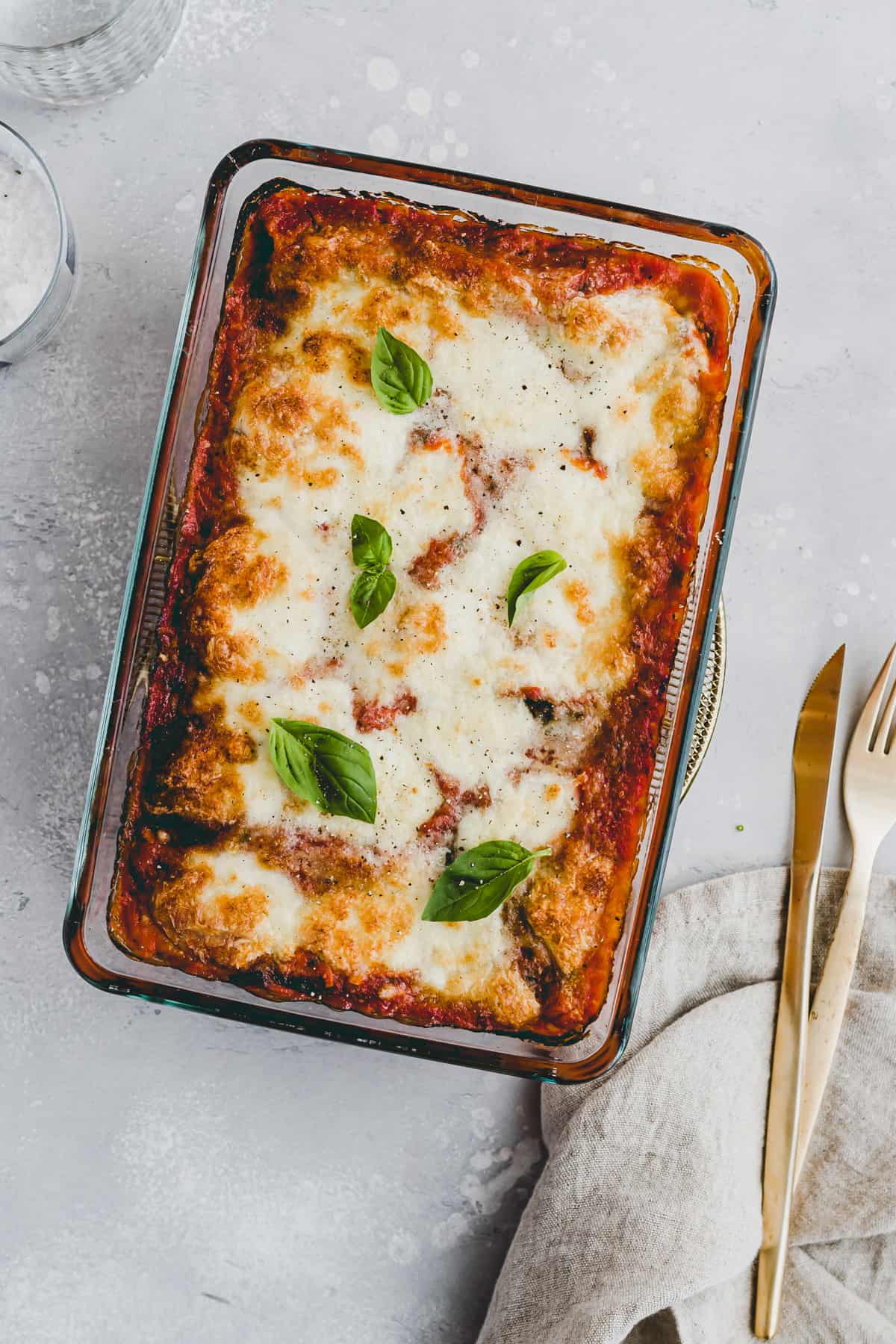 cannelloni with spinach and ricotta in a baking dish
