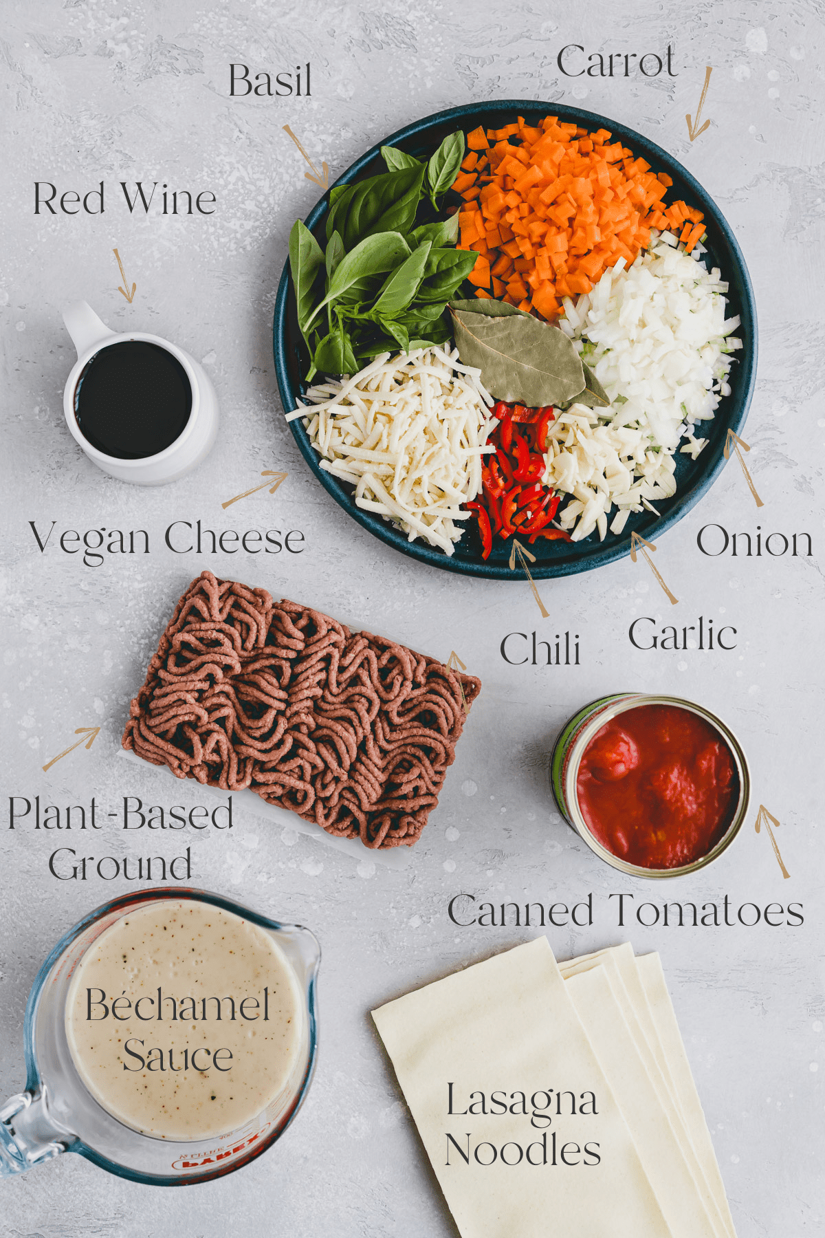 Vegan Lasagna Bolognese Ingredients