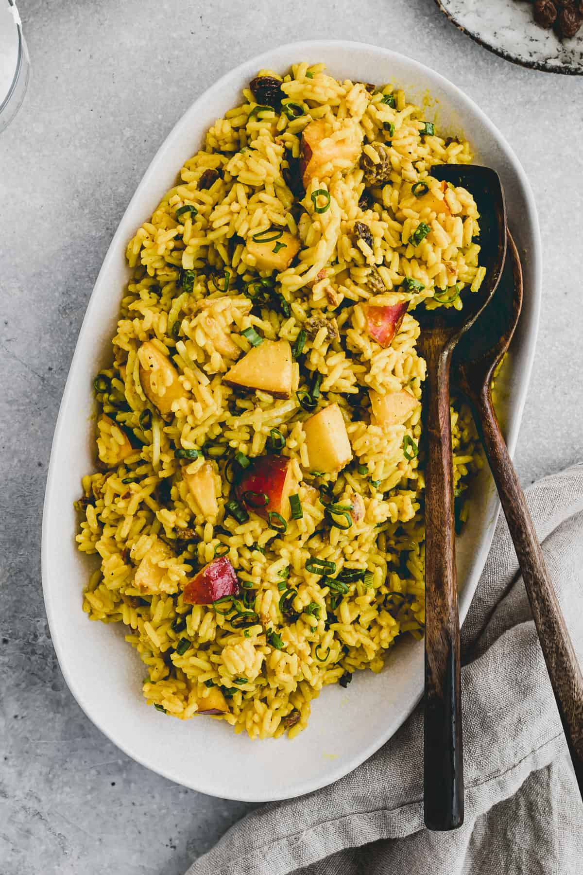 curried rice salad served on a platter