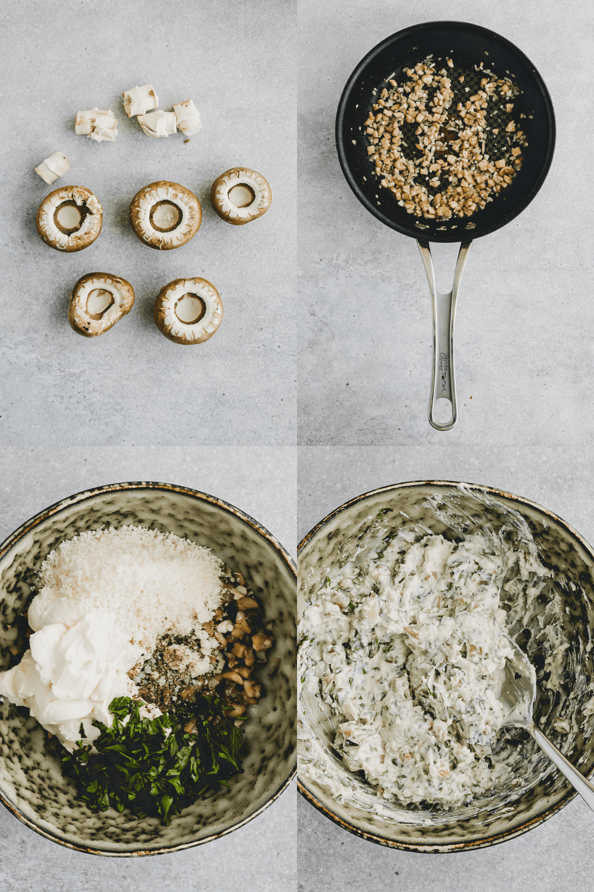 Gefüllte Champignons Grillen Rezept Schritt 1-4