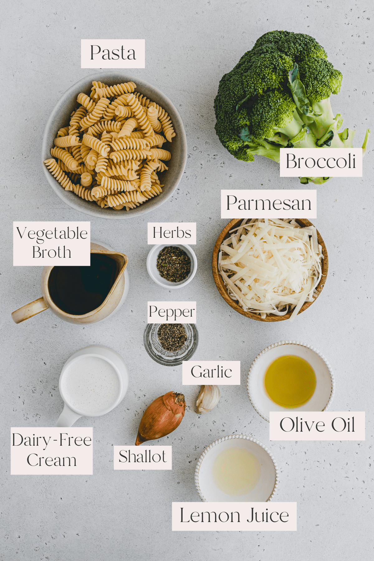 One Pot Broccoli Pasta Ingredients