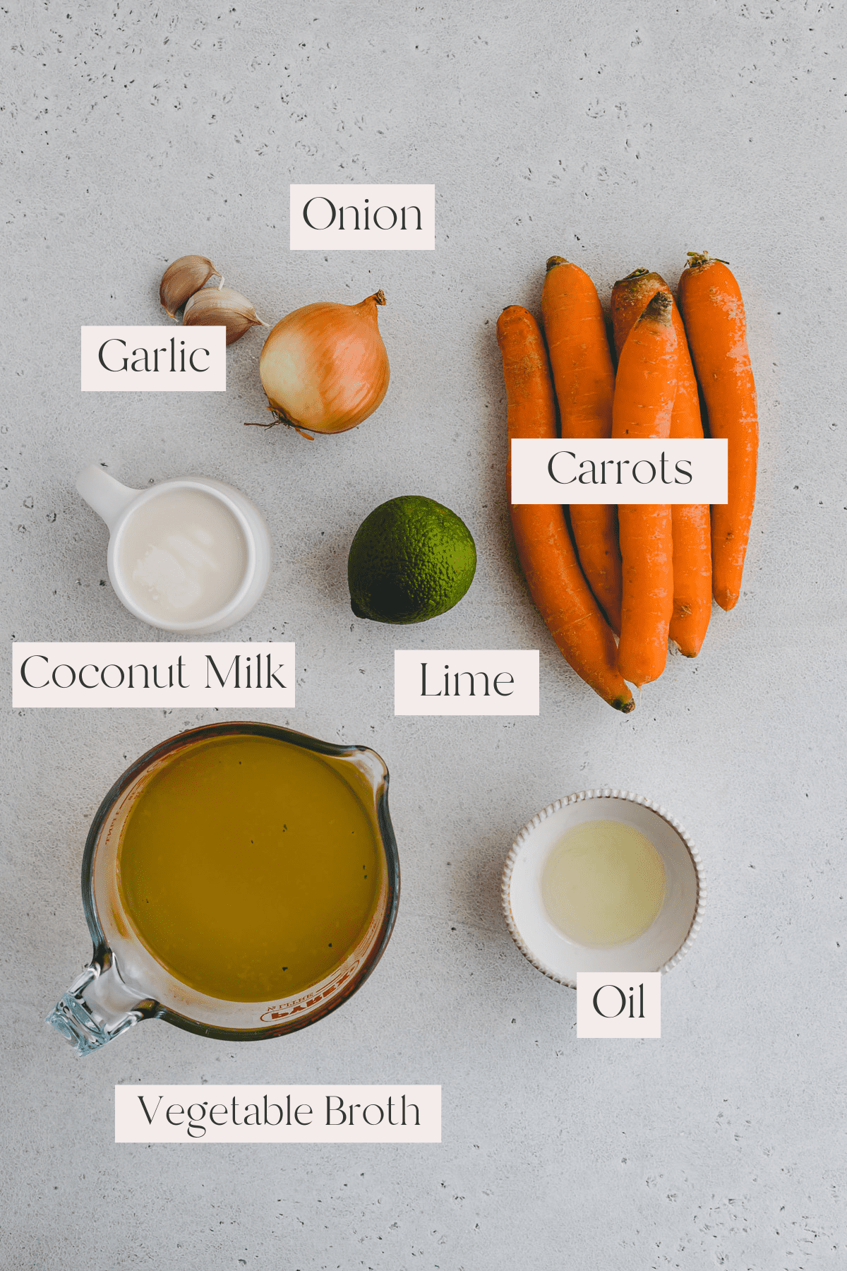 Carrot Coconut Milk Ingredients