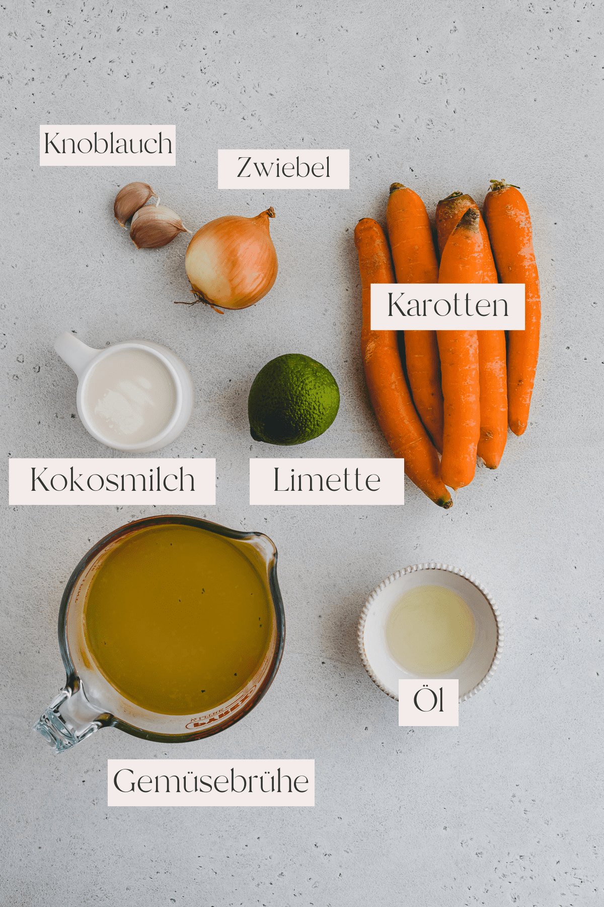 Karottensuppe mit Kokosmilch Zutaten