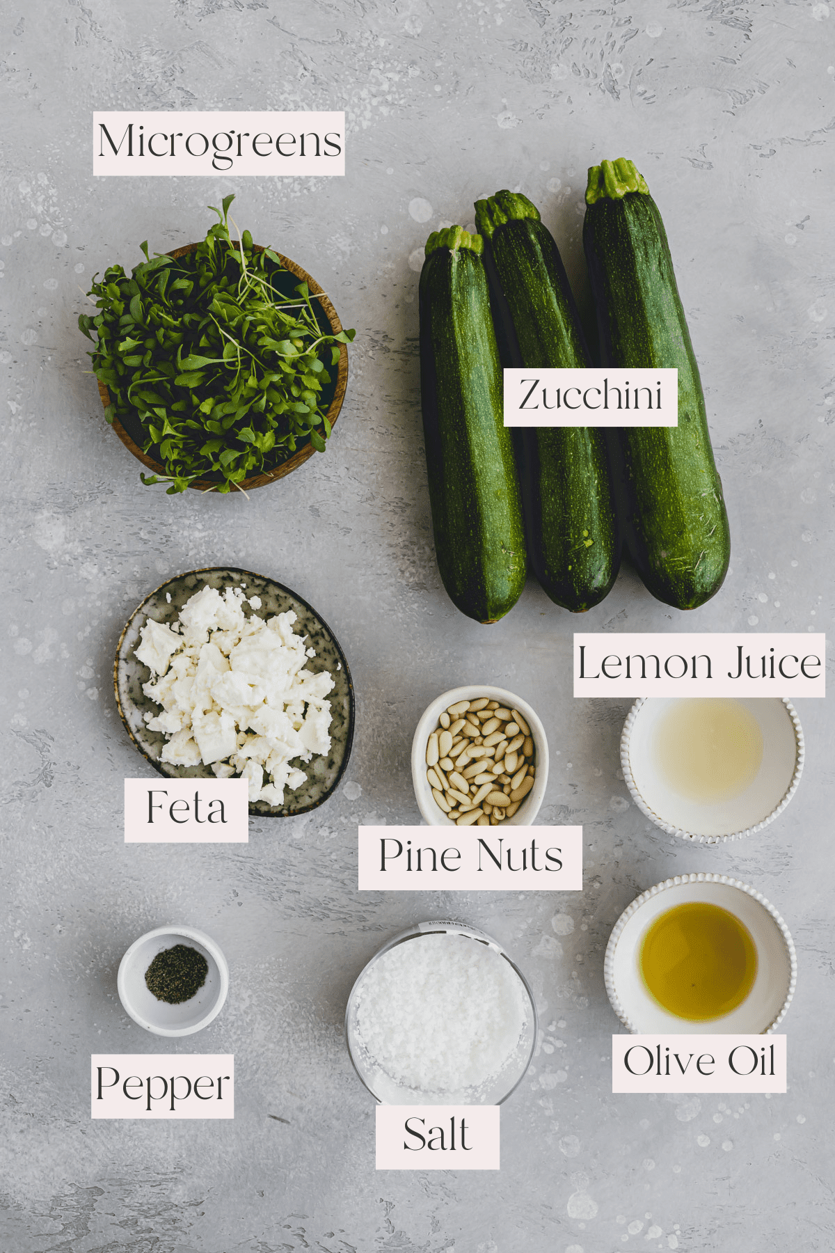Raw Zucchini Salad Ingredients