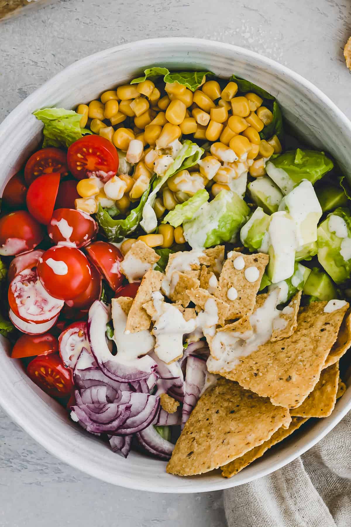 close up shot of vegan taco salad