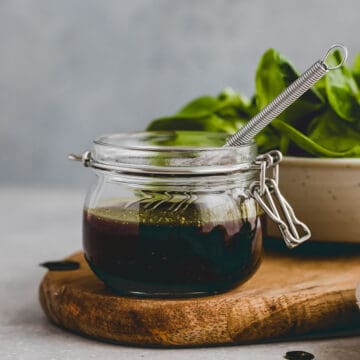 pumpkin seed oil salad dressing in a jar