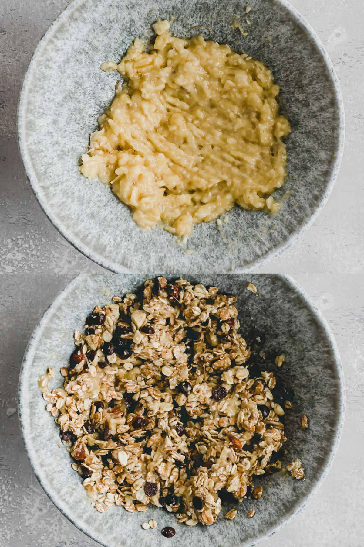 Banana Oatmeal Chocolate Chip Cookies Recipe Step 1-2