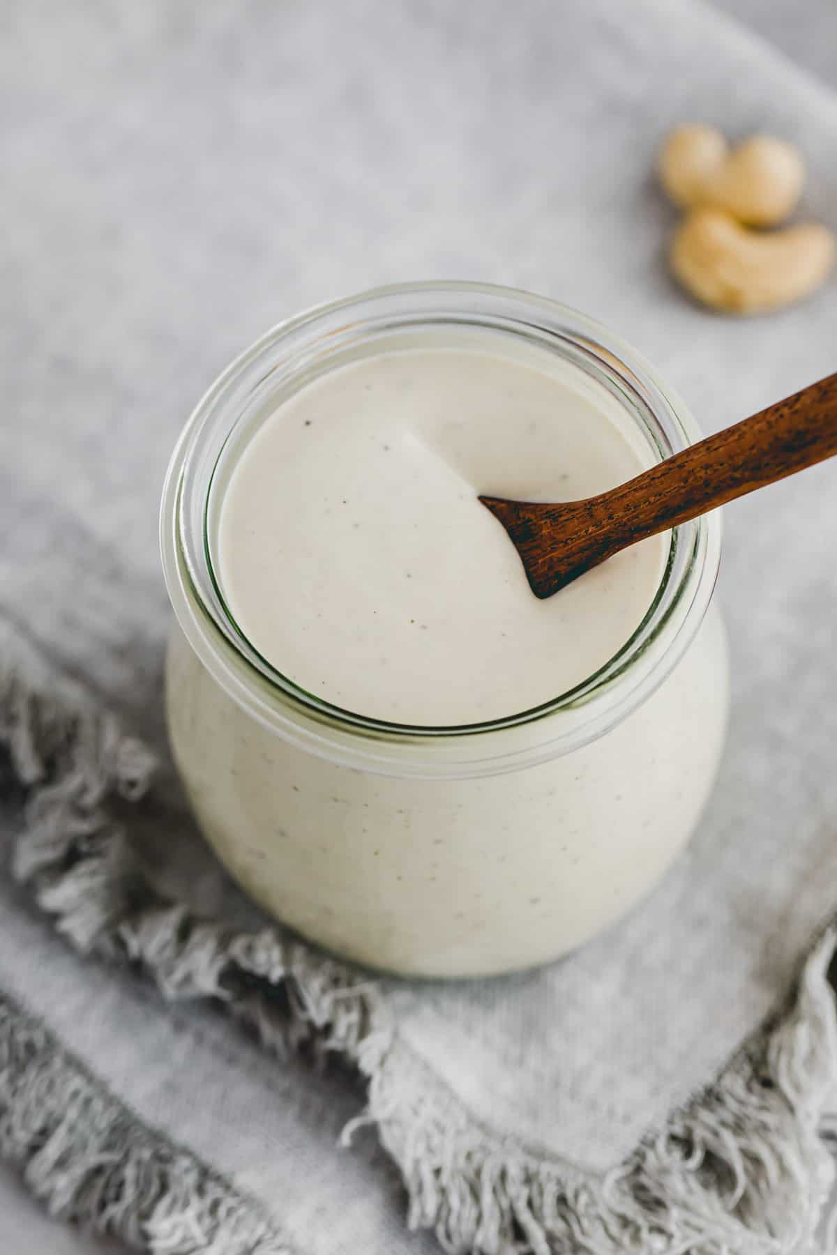 close up of creamy caesar dressing