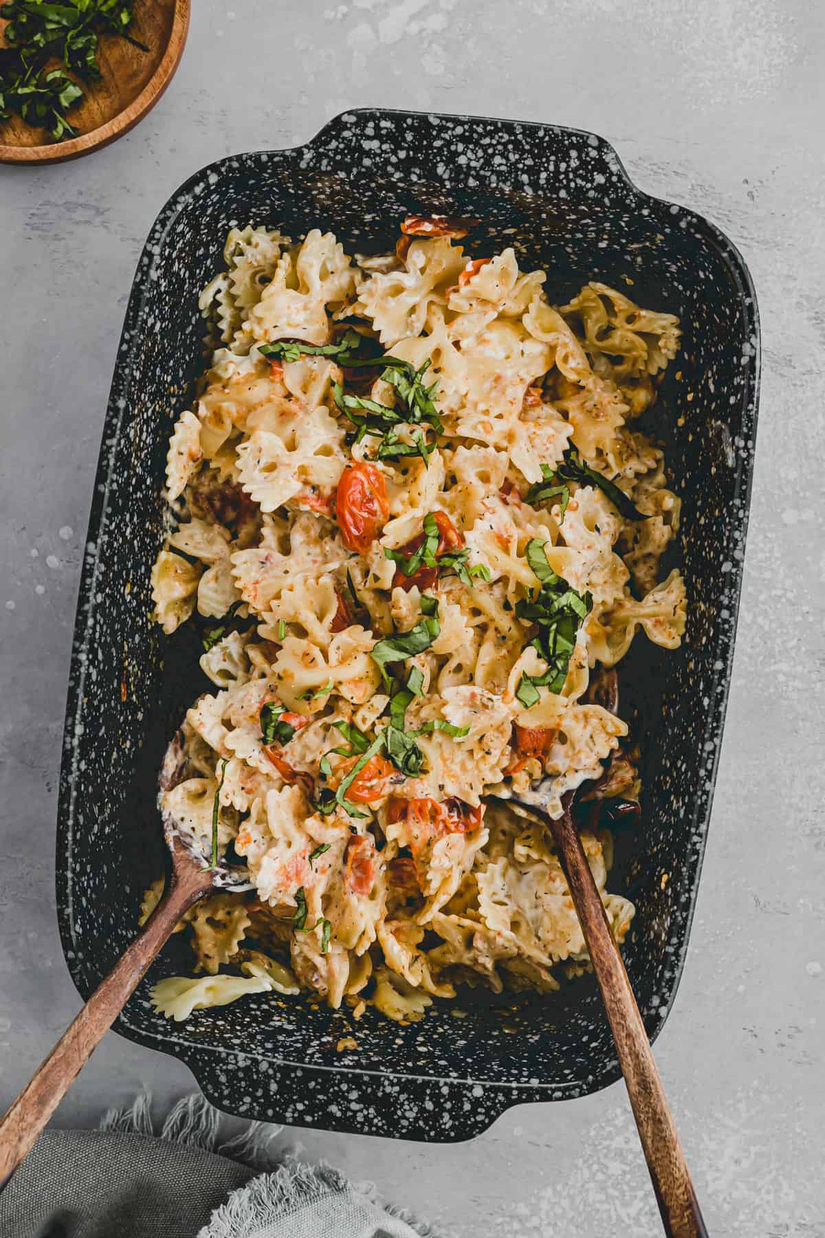 Cream Cheese Pasta Bake in a Baking Dish