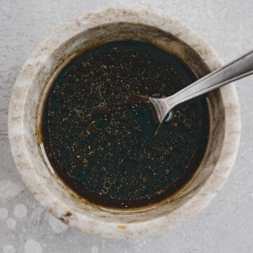 poke bowl sauce in a small bowl