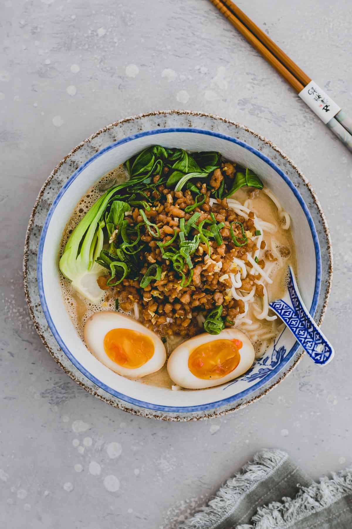 tantanmen ramen served in a ramen bowl