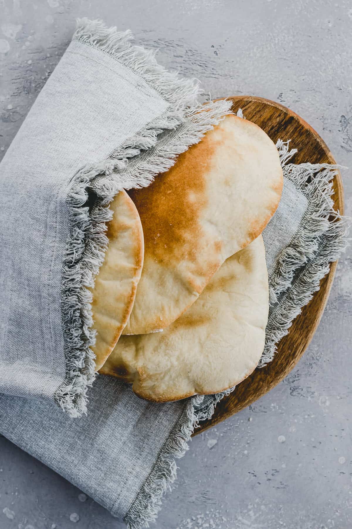 pita bread packed in a towel