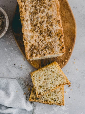 sliced Sunflower Seed Bread on a cutting board