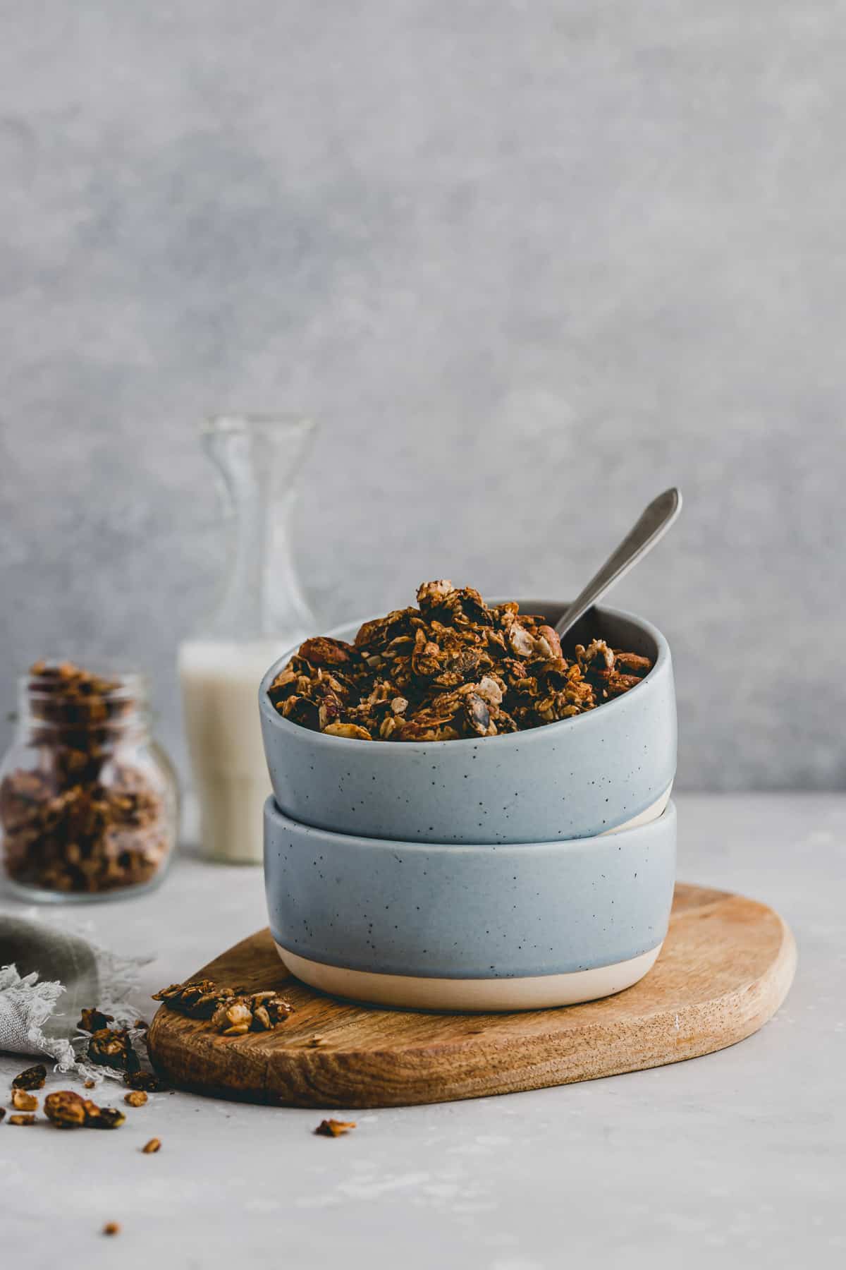 granola without sugar in a breakfast bowl