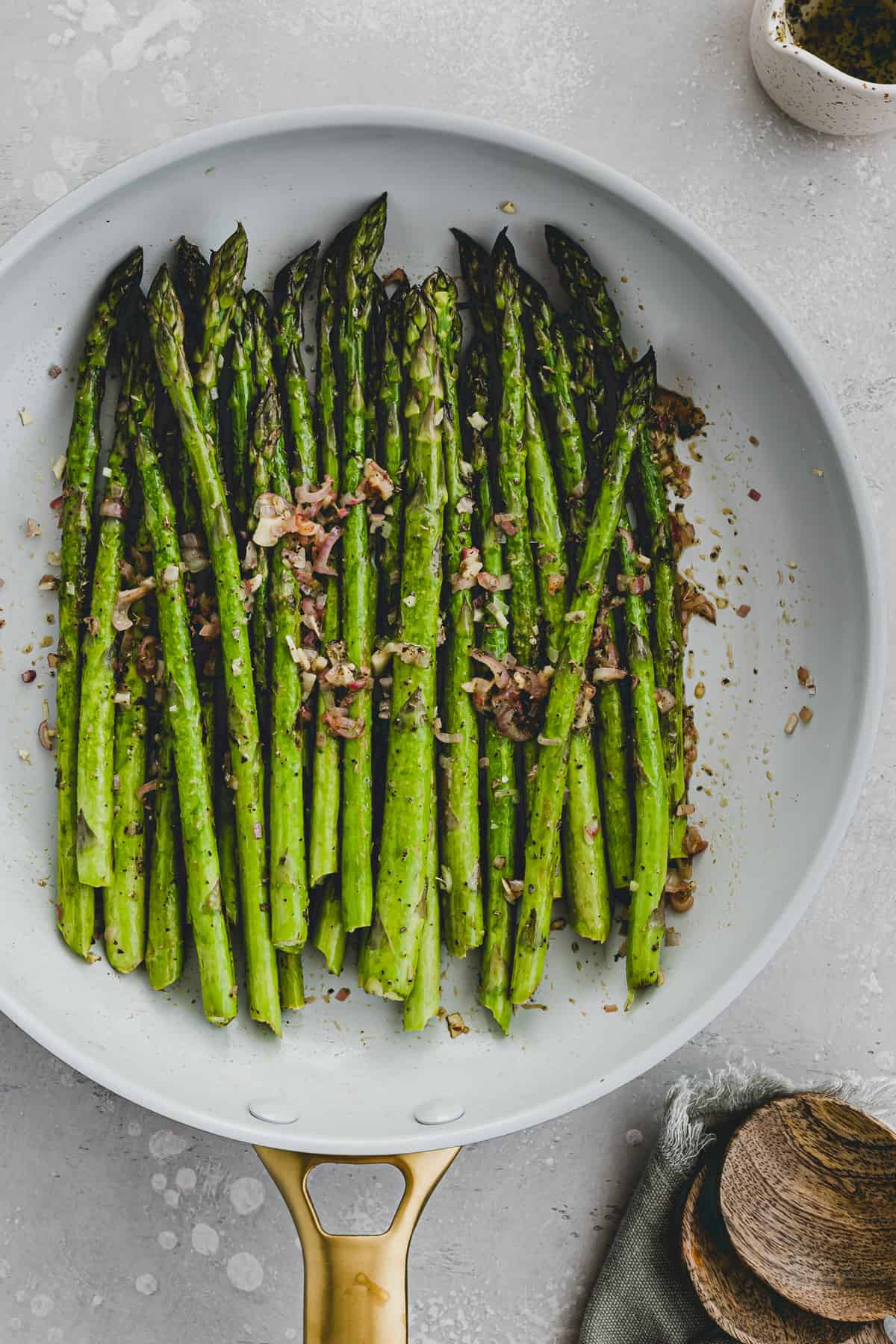 asparagus fried in a skillet