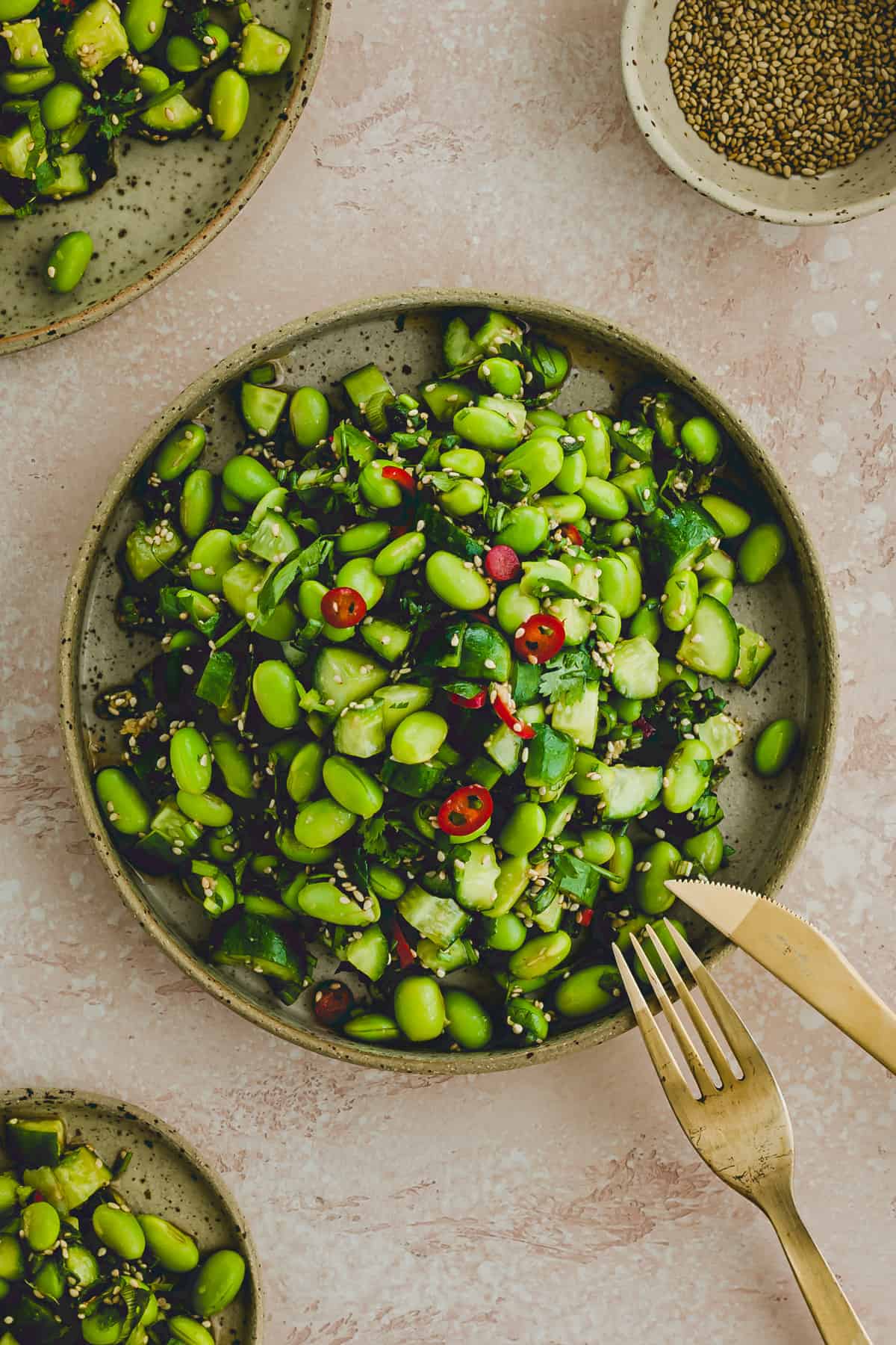 Asian edamame salad on a plate