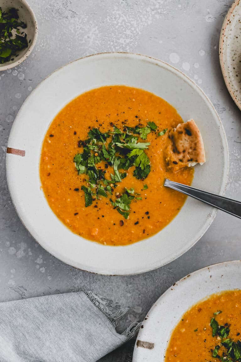 indian lentil soup served in bowls