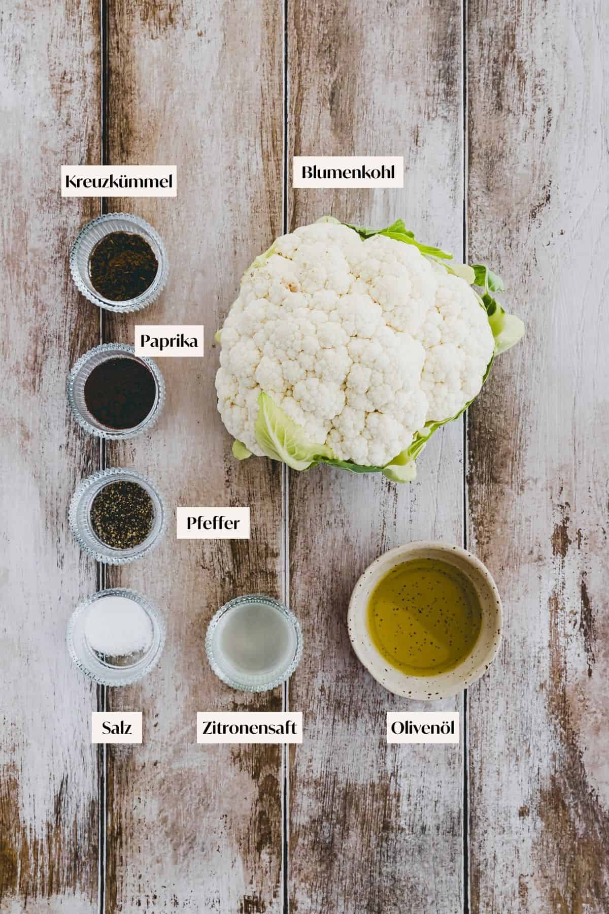 Ganzer Blumenkohl im Ofen Zutaten