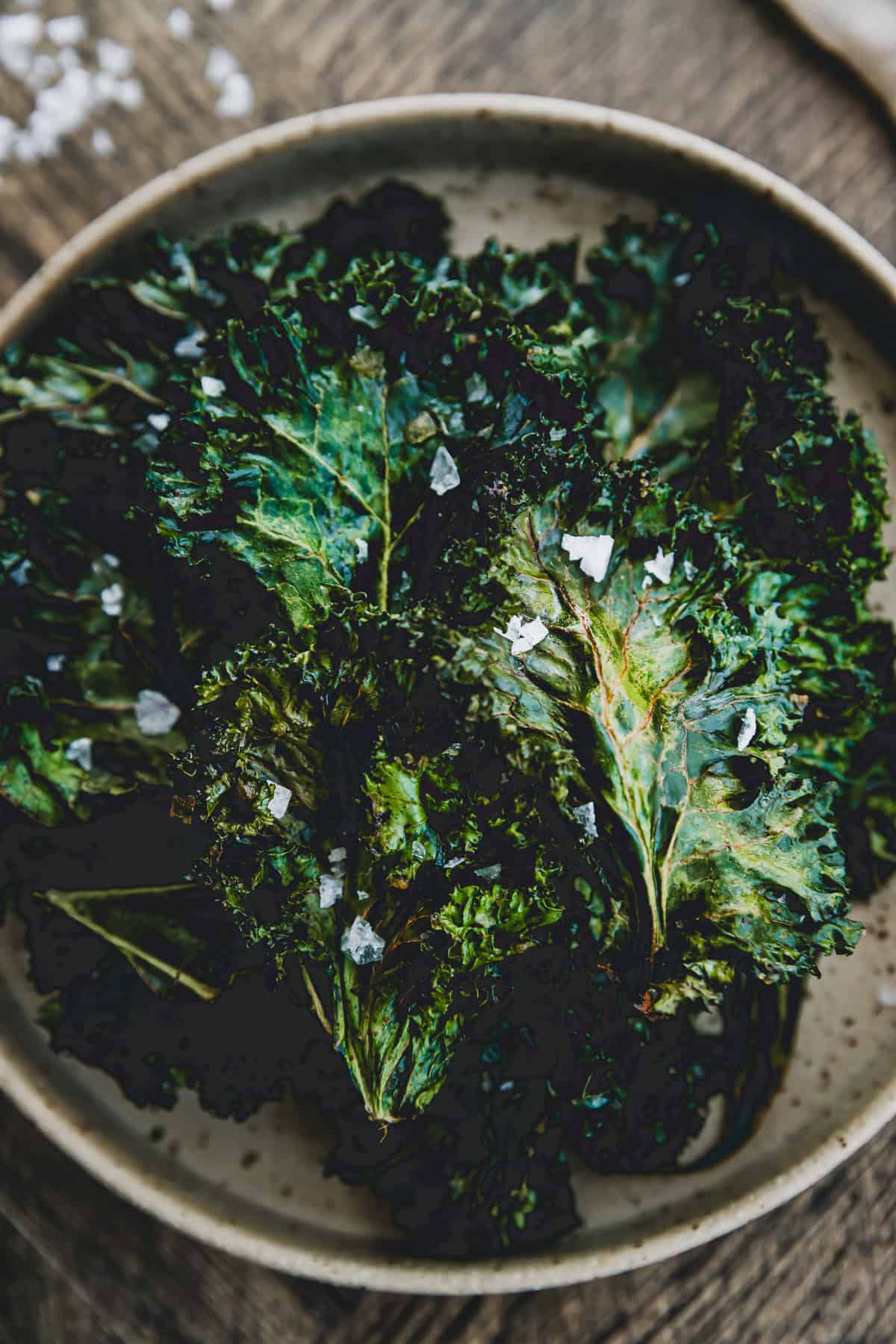 macro shot of kale chips