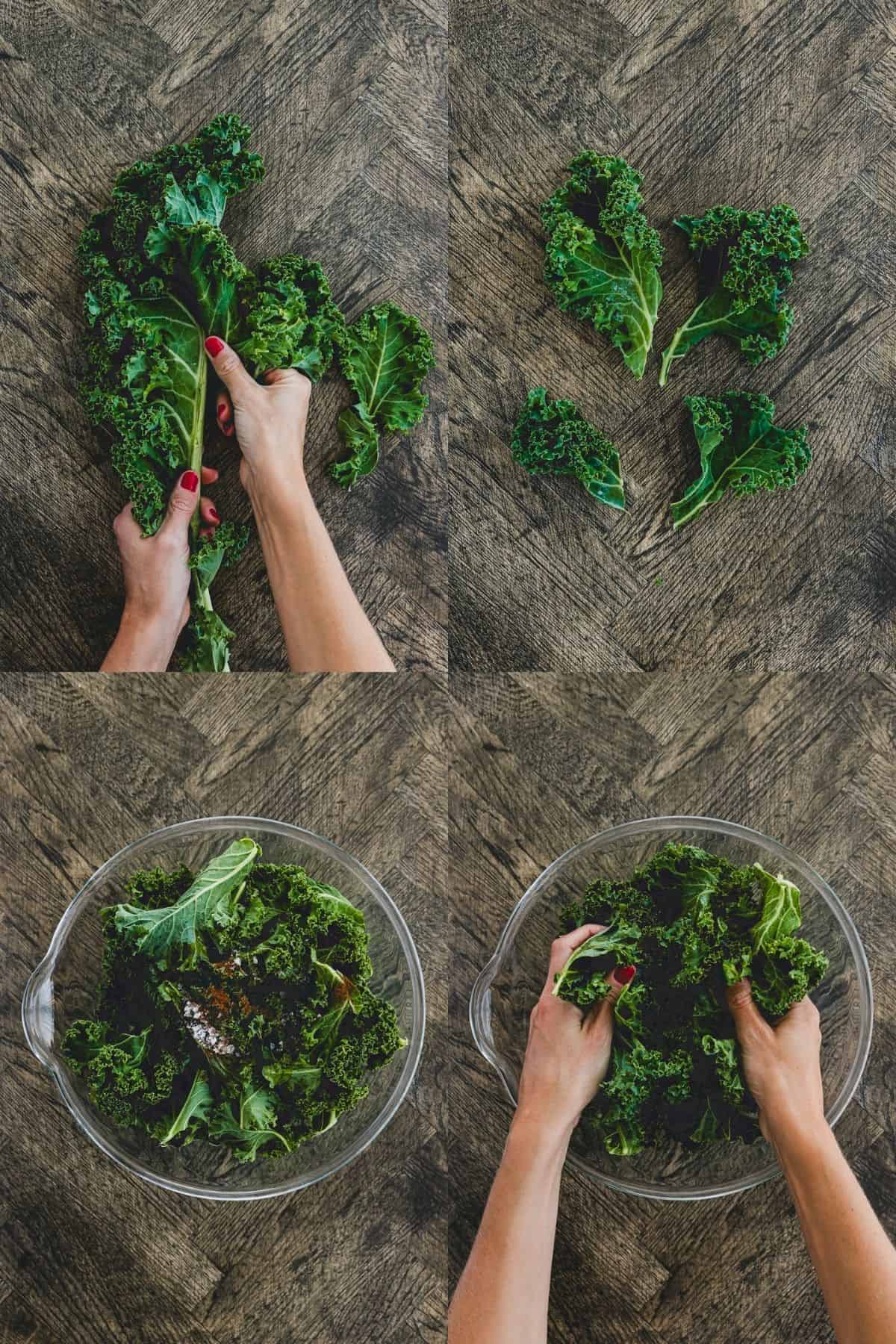 Kale Chips Recipe Step 1-4