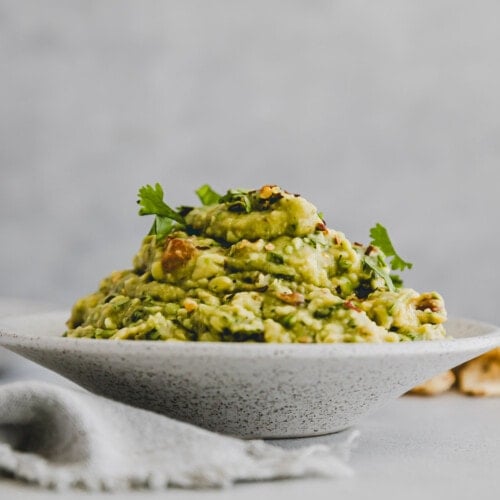 selbstgemachte guacamole in einer schale