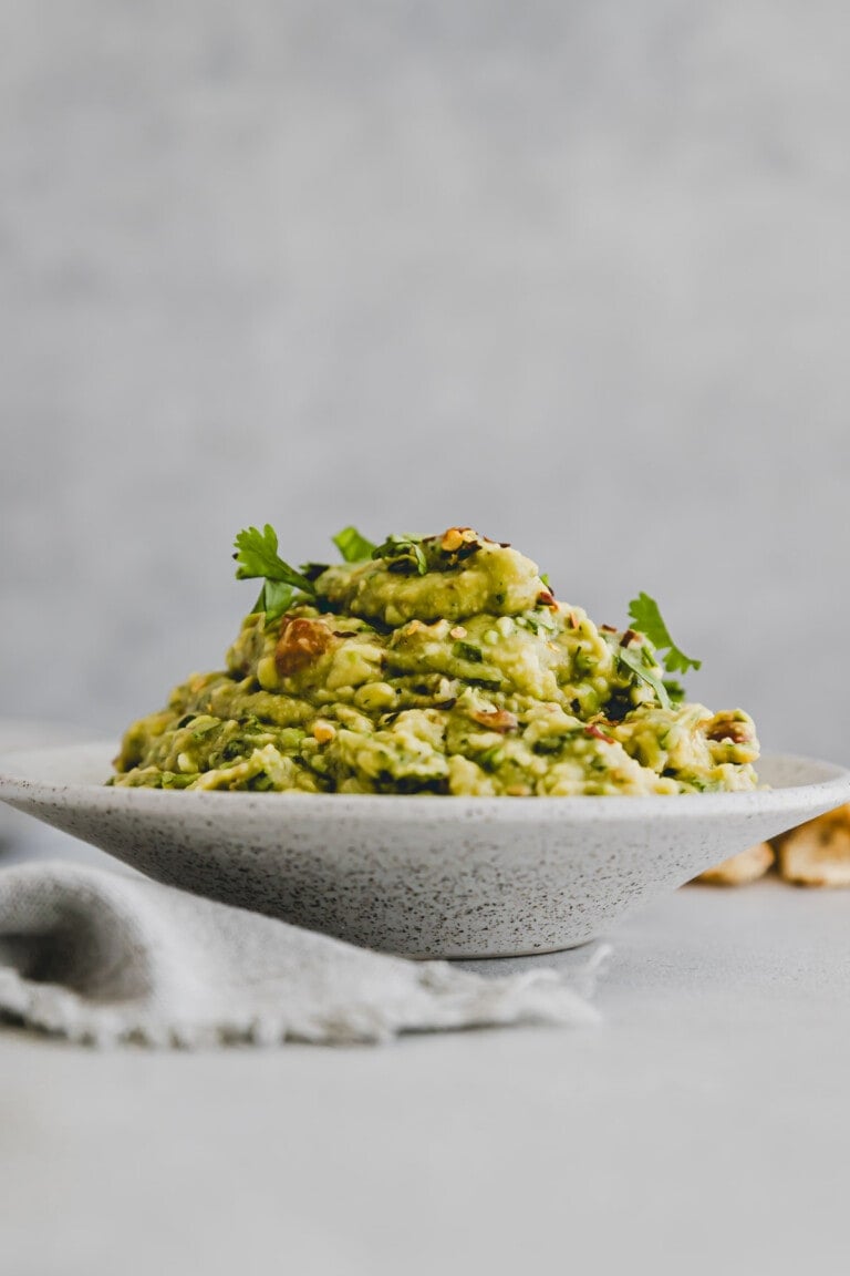 selbstgemachte guacamole in einer schale