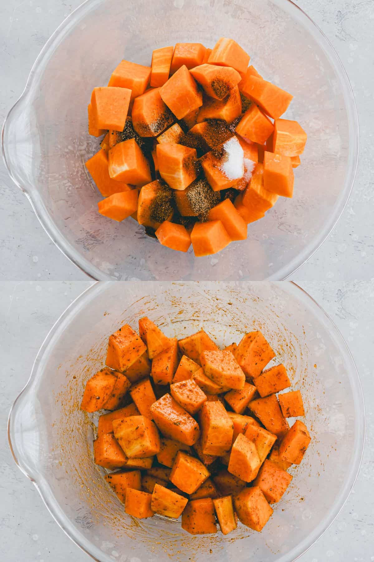 Kürbis im Ofen Rezept Schritt 1-2