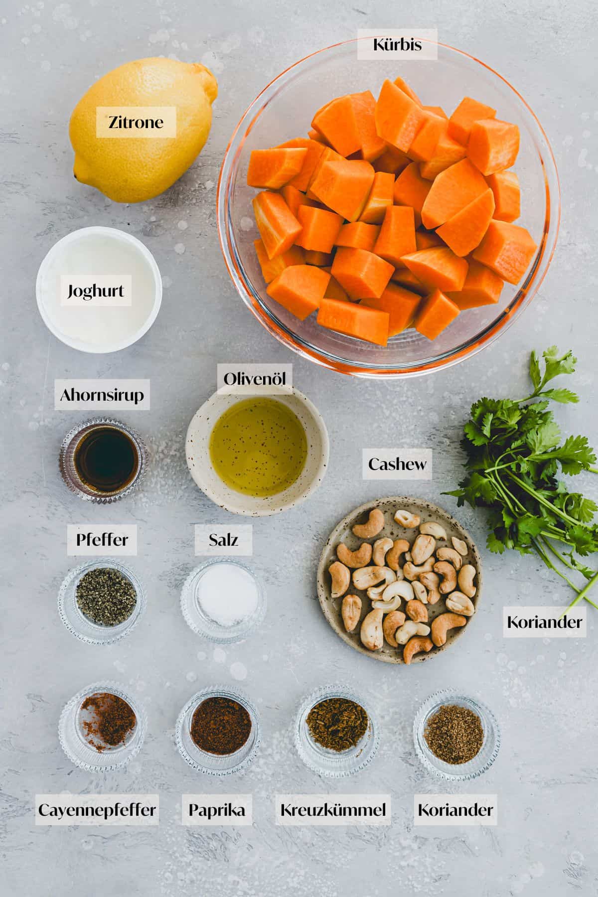 Kürbis im Ofen Zutaten