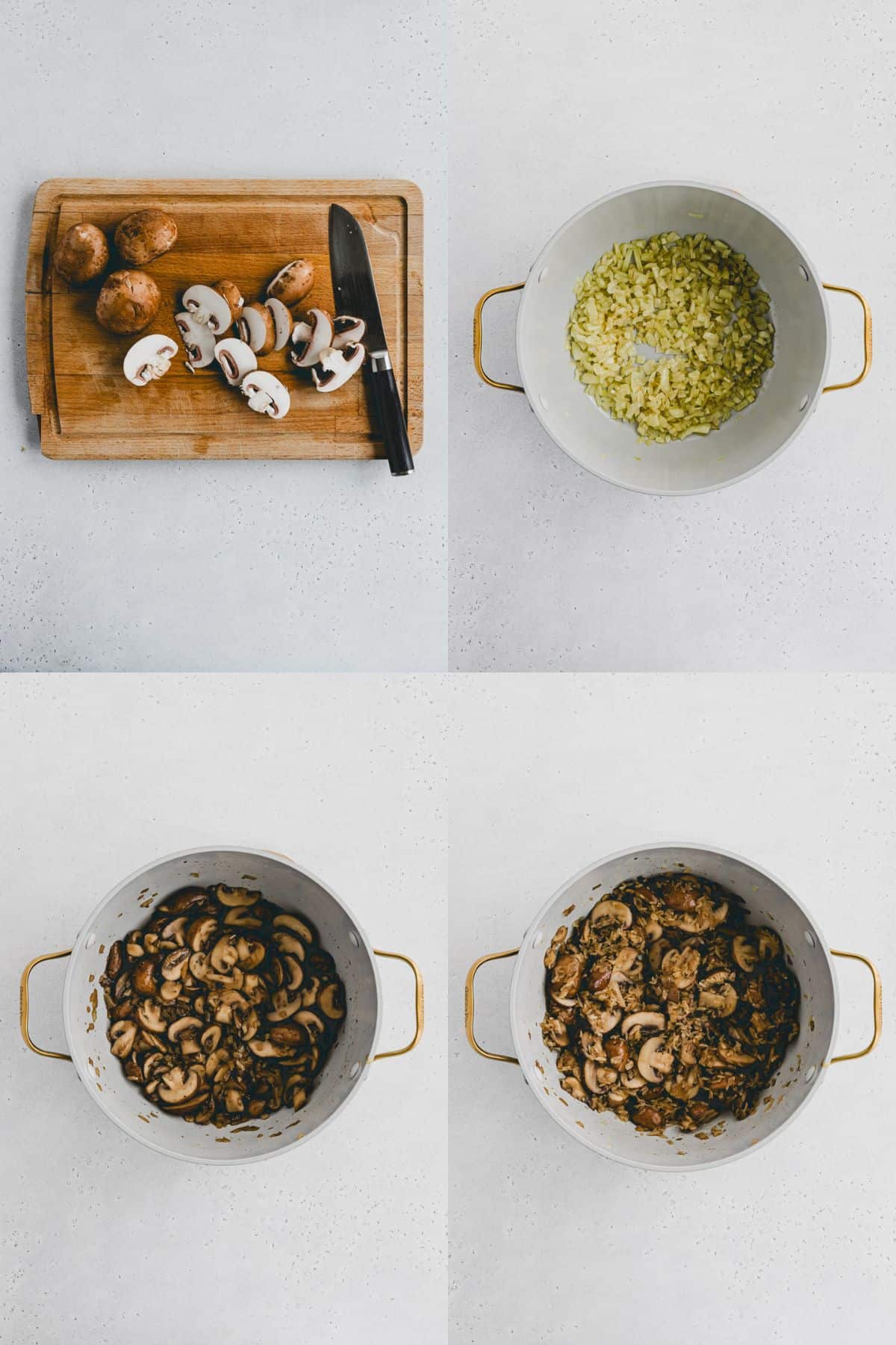 One Pot Mushroom Rice Recipe Step 1-4