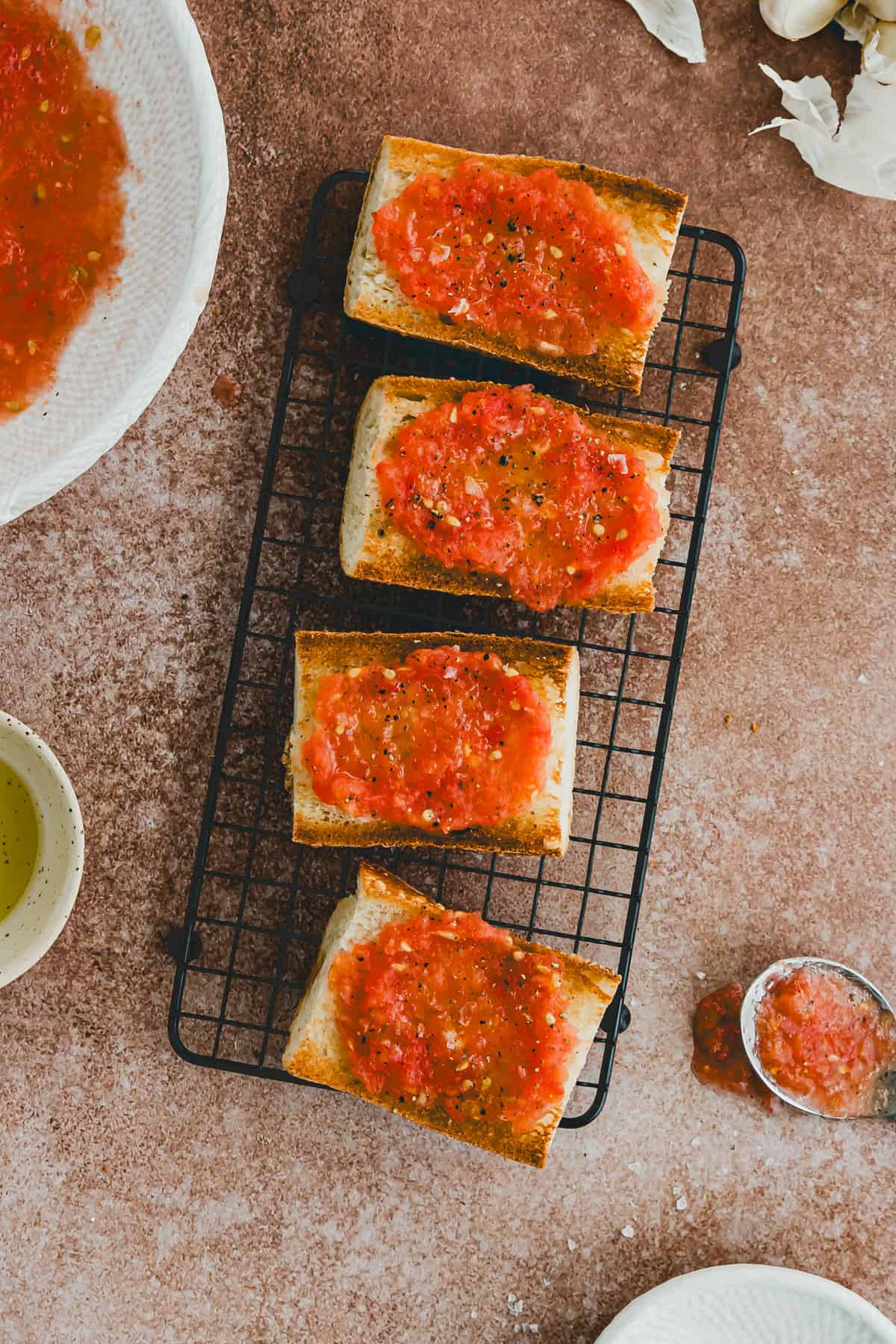 spanish tomato bread on a cooling wrack