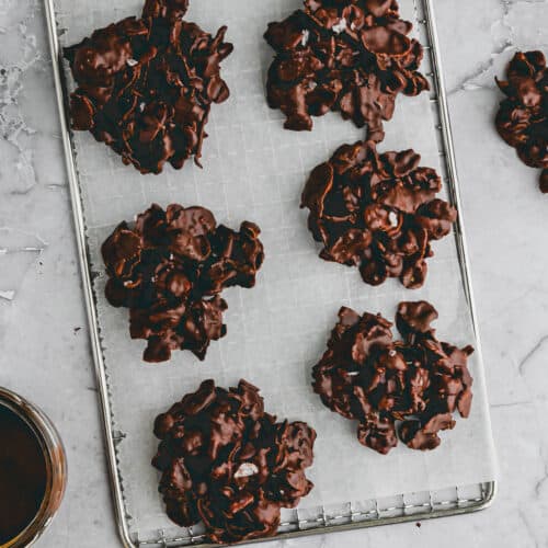 Chocolate Cornflakes Cookies on a wire rack