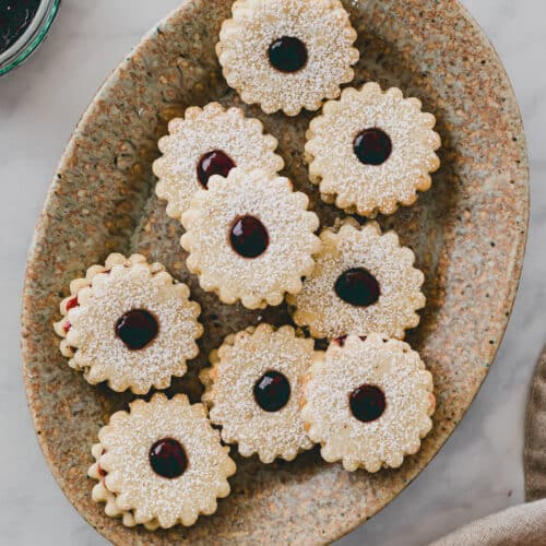 Vegan Linzer Cookies on a plate