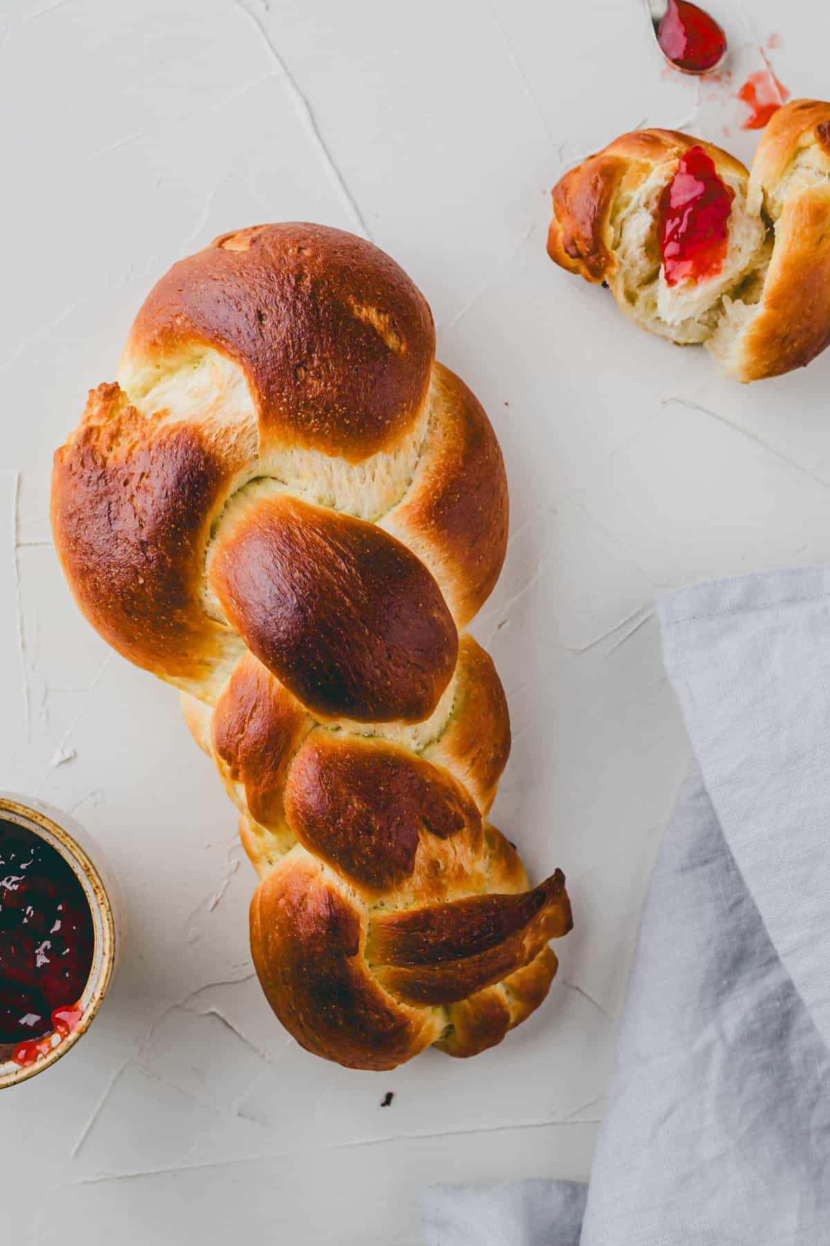 swiss zopf bread served with jam