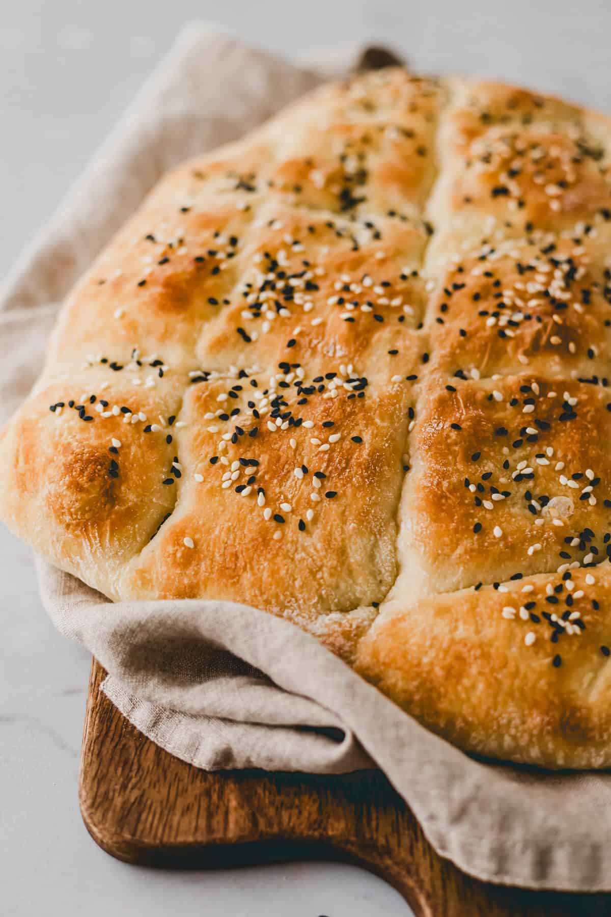 turkish flatbread on a wooden board