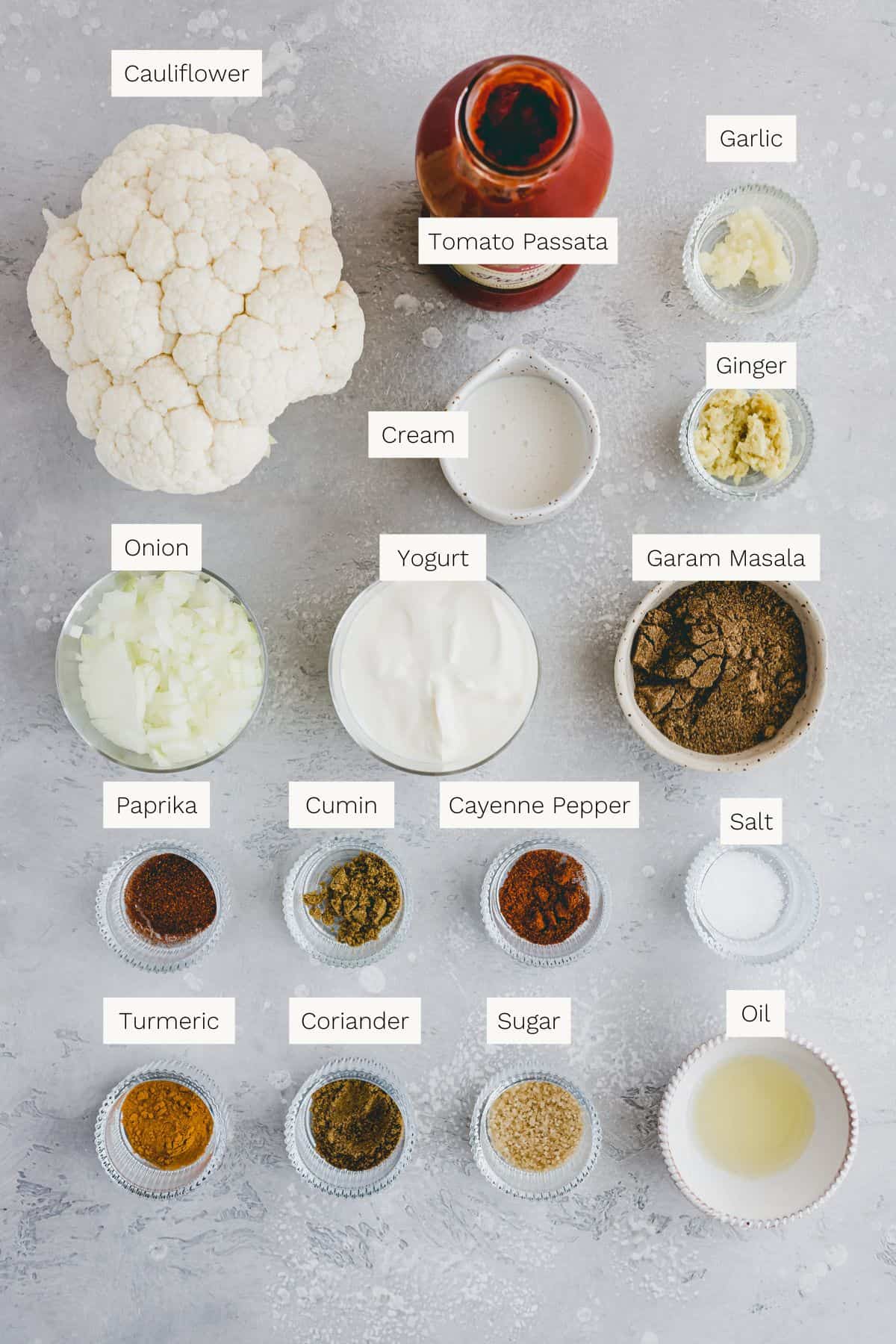 Cauliflower Tikka Masala Ingredients