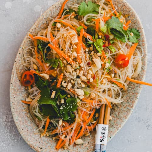 thai glass noodle salad on a plate